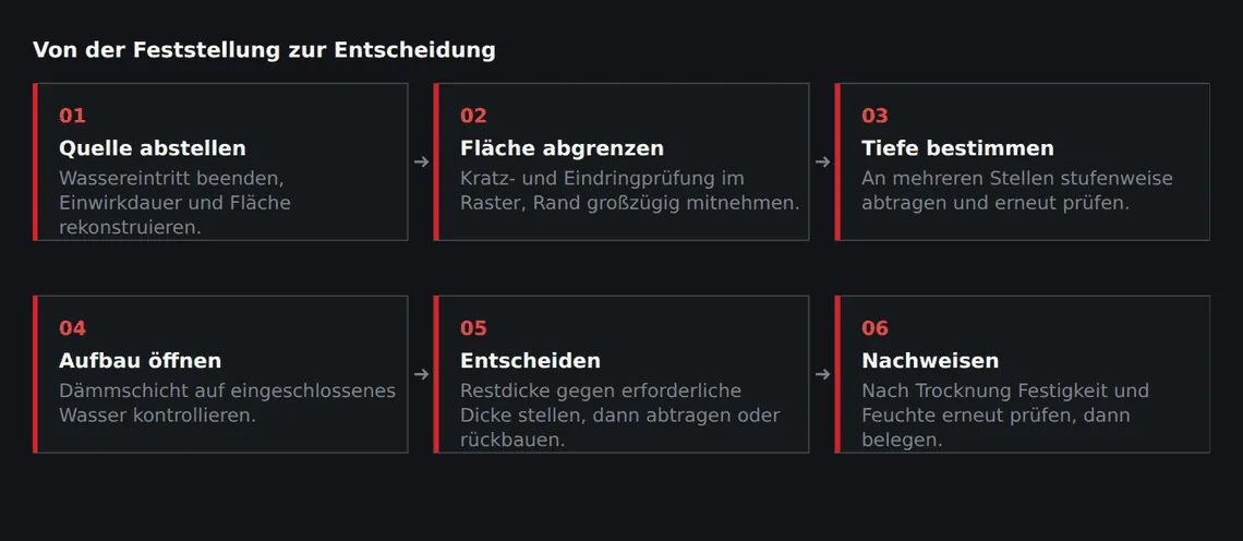 Die Reihenfolge ist entscheidend: Ohne abgestellte Feuchtequelle und ohne Tiefenprofil ist jede Entscheidung über die Instandsetzung eine Schätzung.