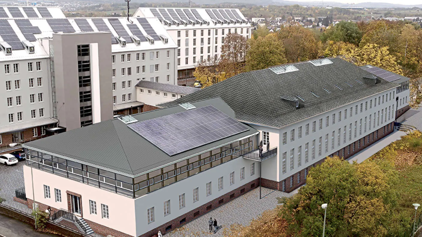Das fertige Ensemble der Heeresbäckerei aus der Luft